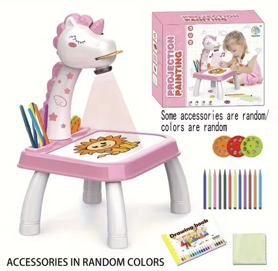 Mesa de dibujo de proyección de pony para niños, tablero de arte de graffiti, música eléctrica Foto 3 de 4