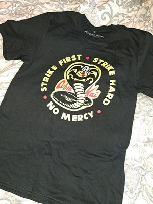 Cobra Kai T-Shirt Mens Small  Black Yellow Karate Kid Strike First No Mercy