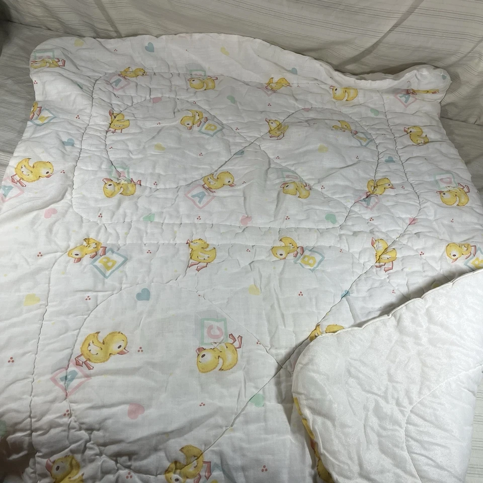 JUEGO DE COLECCIÓN Riegel Blanco Bebé Manta Madre Bebé Pato Bloques Corazones Edredón D1 Foto 2 de 4