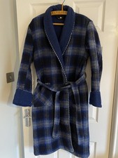 Grendale Vintage Wool Mix Dressing Gown Scotland Medium Blue Check Robe