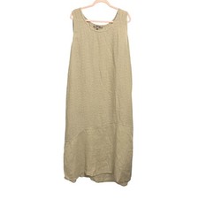 FLAX Women 100 Linen Sleeveless Maxi Dress Lagenlook Size Large