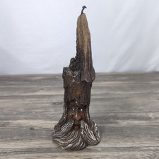 Vintage 1978 Wood N&rsquo; Wax Hand Carved Tree Spirit Wizard Candle Old Man Stump