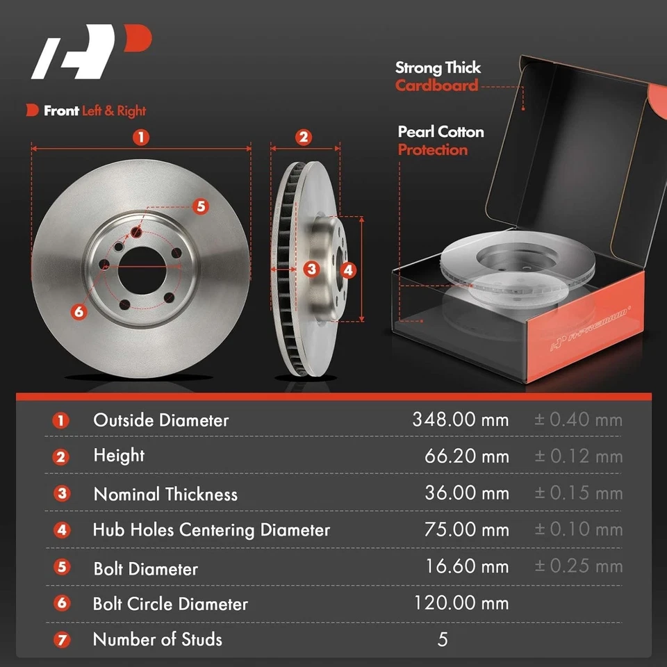 Front Drilled Brake Rotor & Ceramic Brake Pads for BMW 528i 535i GT 550i 740Li - Image 2 of 4