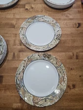 Pair Of Corelle Woodland Leaves Dinner Plates