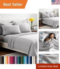 OEKO-TEX Certified Full Sheet Set - 6-Piece Ultra Soft in Light Grey