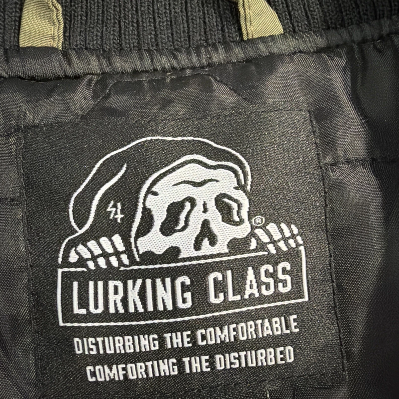 Lurking Class by Sketchy Tank Bomber Jacket Green Skull Patches Men's XXL image 12