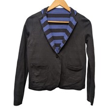 Petit Bateau Reversible Navy Blue  Royal Blue Striped Blazer Jacket XS
