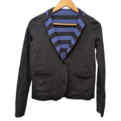 Petit Bateau Reversible Navy Blue & Royal Blue Striped Blazer Jacket XS