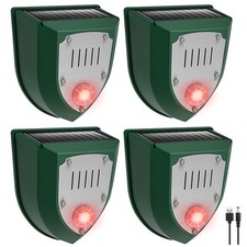 4-Pack Solar Motion Sensor Alarm with Sound and Ultrasonic, Ultrasonic Motion...