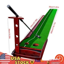 Indoor Golf Putting Green Practice Mat Exerciser W/Auto Ball Return Training Aid