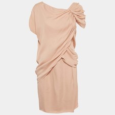 Prada Pink Satin Asymmetrical Draped Mini Shift Dress M