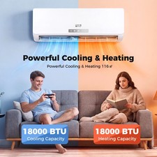 18000 BTU Ductless Wall-Mounted AC Unit with Remote Control