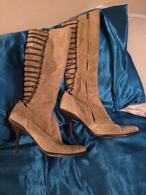 Goffredo Fantini Women's Tan Stiletto Suede Boots Size 9.5 Italy Size 40