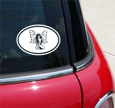 Euro Fairy Faery Pixie Graphic Decal Sticker Car Wall Oval NOT Two Colors