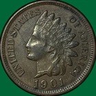 1901 Indian Head Cent Almost Uncirculated AU Coin, Scratched #34541