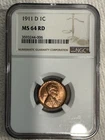 1911 D Lincoln Wheat Cent Penny MS 64 Red