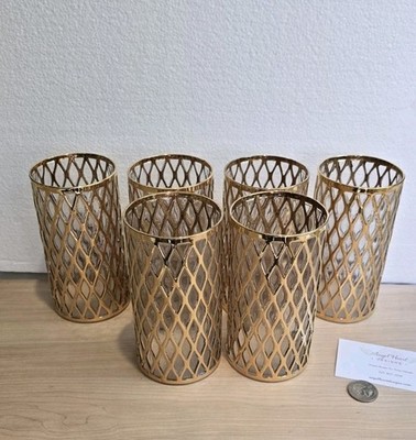 Gold Rimmed Water Glasses Price is for One Sekai Ichi Diamond Gold Pattern