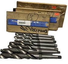 HSS Taper Shank Drill Bit Set 7/8”, 5/8” & 1/2” Assorted Sizes Lot of 7 NOS