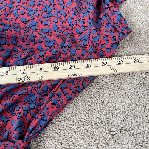 J.Jill Dress Womens XL Red Blue Floral Button Front Retro Short Sleeve Tie Waist - Picture 8 of 10