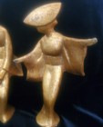 Rare Midcentury Gilt Cast Iron Japanese Set 3 Geisha Model Figurines Performing  — photo 2