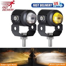 Motorcycle LED Driving Fog Lights 60W White and Amber LED Pods Spotlight