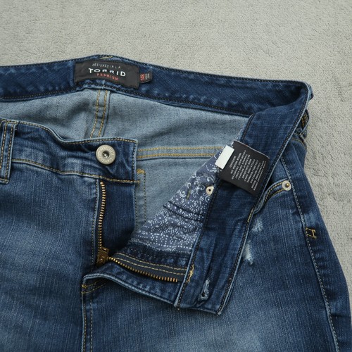 Torrid Jeans Women's Size 14R Blue High-Rise Skinny Denim 28" Inseam Distressed - Picture 2 of 16