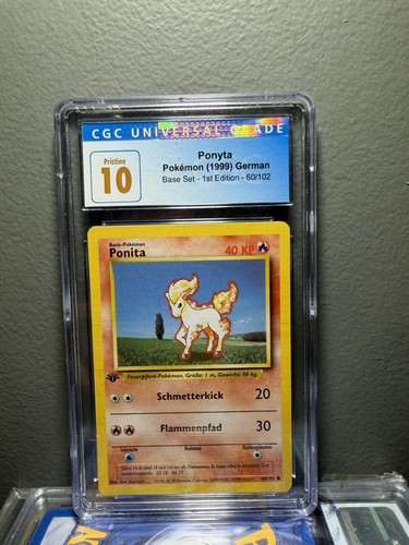 Vintage Pokemon Ponyta 60/102 Base Set 1st Edition German 1999 CGC 10