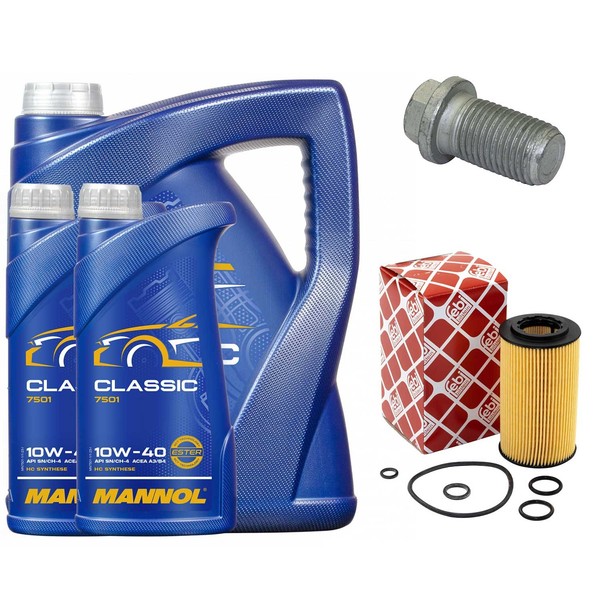 MotoröL Filter Set 10W-40 API SN/CH-4 7 Liter + Schraube FüR Mercedes C-Klasse-image