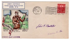 #643 Vermont Sesquicentennial Dorothy Knapp Hand Painted 1927 FDC - Bennington