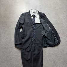 Vintage Gray Check Suit Mens L Retro Tailored Formal Japan Rare