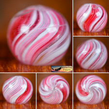 Handmade Red Pink Onionskin Marble, 0.54 in, Peewee, Near Mint, Germany, S1585