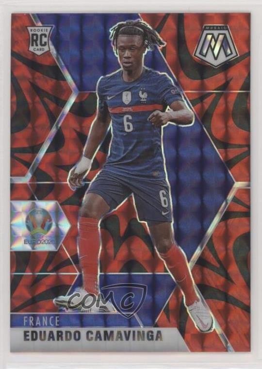 2021 Panini Mosaic UEFA Euro 2020 Reactive Red Prizm Eduardo Camavinga #111 04cw