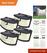 Solar Motion Sensor Lights 120 LEDs, 4-Pack - 270° Wide Angle &  Waterproof