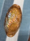 Indiana Amber Iridescent Carnival Glass Floral Oval Decorative Dish — photo 5