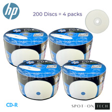200 HP CD CD-R White Inkjet Printable 52X Blank media 700MB Disc Same day SHIP