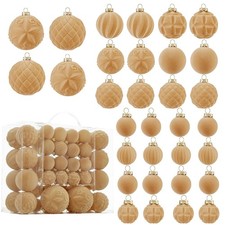 Velvet Christmas Ball Ornaments - 46pcs Flocked Christmas Tree Decorations Se...