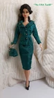Outfit Dress Suit Bag Fits Barbie Silkstone Doll FR Handmade Green