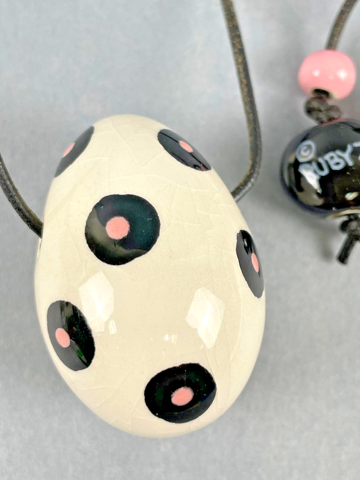 Ruby Z Candace Loheed Ceramic Egg Pendant Necklac… - image 4