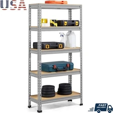 5-Tier Adjustable Boltless Storage Shelf Metal Rack Garage Home Organization New
