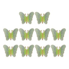 10 Pcs Butterfly Iron on Patches, Embroidered Sew on Applique, Light Green