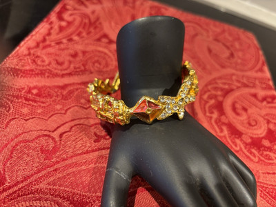 Vintage Christian Lacroix Gold Tone  Rhinestone Jeweled  Bangle Bracelet