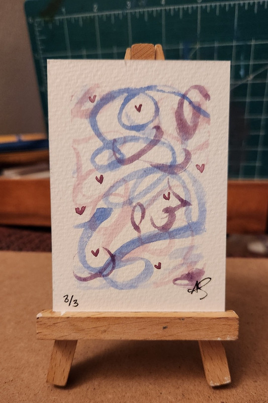 ACEO Original Painting “ Wanted” 3/3 by Abby Watercolor & Pen 2.5in x 3.5in
