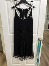 Hunter Black Mesh Racerback Dress Drawstring Waist Sporty Y2K Small Pickleball