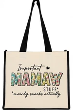 MAMAW GRANDMA TOTE BAG FLORAL GIFT REUSABLE SHOPPING BAG BIRTHDAY MOTHERS