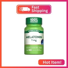 Nature's Truth Melatonin 1 mg 180 Tablets 100 Drug Free Vegan, Non-GMO an