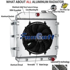 3Core Radiator+Shroud+Fan For 1955-1959 Chevy GMC 3200 3100 3400 3500 3600 Truck