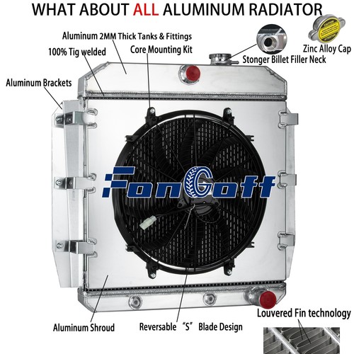 FIT 1955-1959 Chevy GMC 3100 3200 3400 3500 3600 Truck 3 Row Radiator+Shroud+Fan