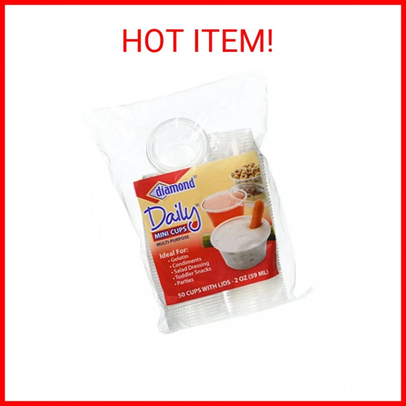 Mini xícaras com tampas Diamond multiuso 50 unidades, 2 oz, transparente - Imagem 2 de 2