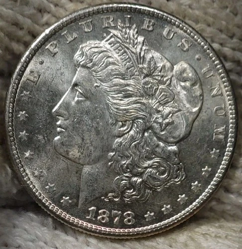 1878-s Morgan Silver Dollar Brilliant Uncirculated Slight Cameo With Mirrors...