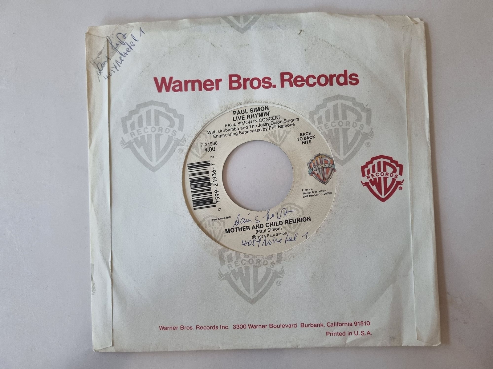 Paul Simon - Mother and child reunion/ Me and Julio 7'' Vinyl US